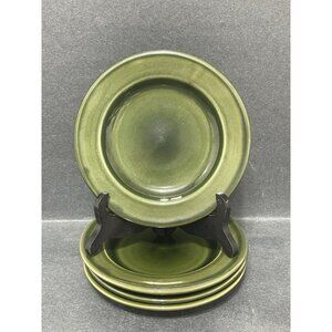 Stoneware Plate SET of 4 Americana General Star Pottery Green 6 Inch Bread Plate